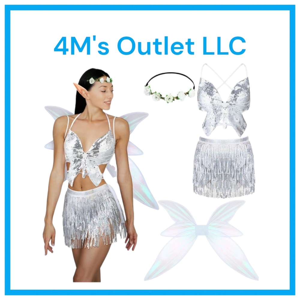 Silver Sequin Fairy Costume Set